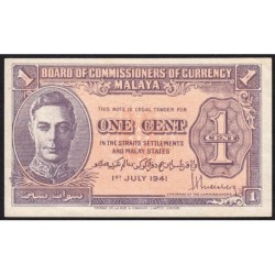 Malaisie Britannique - Pick 6 - 1 cent - 01/07/1941 - Etat : SUP