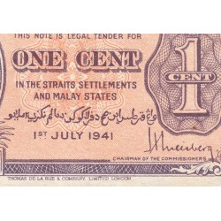 Malaisie Britannique - Pick 6 - 1 cent - 01/07/1941 - Etat : SUP