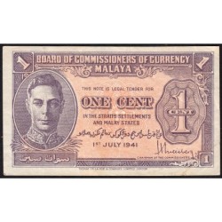 Malaisie Britannique - Pick 6 - 1 cent - 01/07/1941 - Etat : TB+