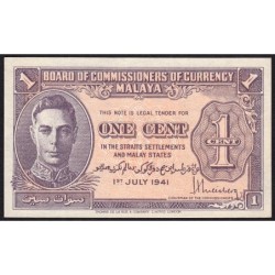 Malaisie Britannique - Pick 6 - 1 cent - 01/07/1941 - Etat : SUP