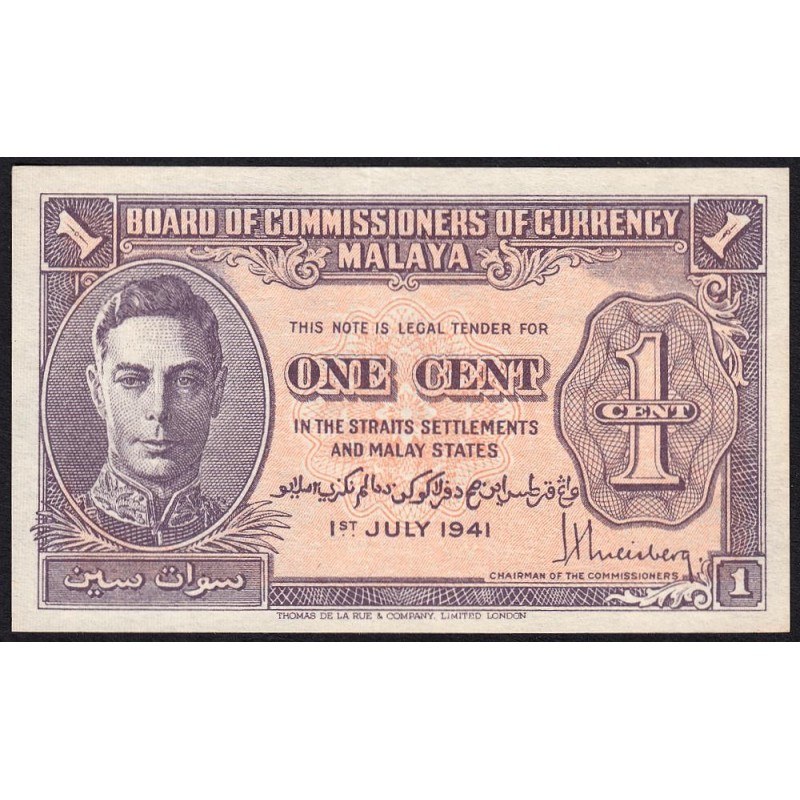 Malaisie Britannique - Pick 6 - 1 cent - 01/07/1941 - Etat : SUP