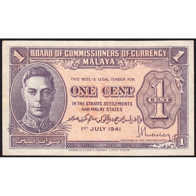 Malaisie Britannique - Pick 6 - 1 cent - 01/07/1941 - Etat : TTB+
