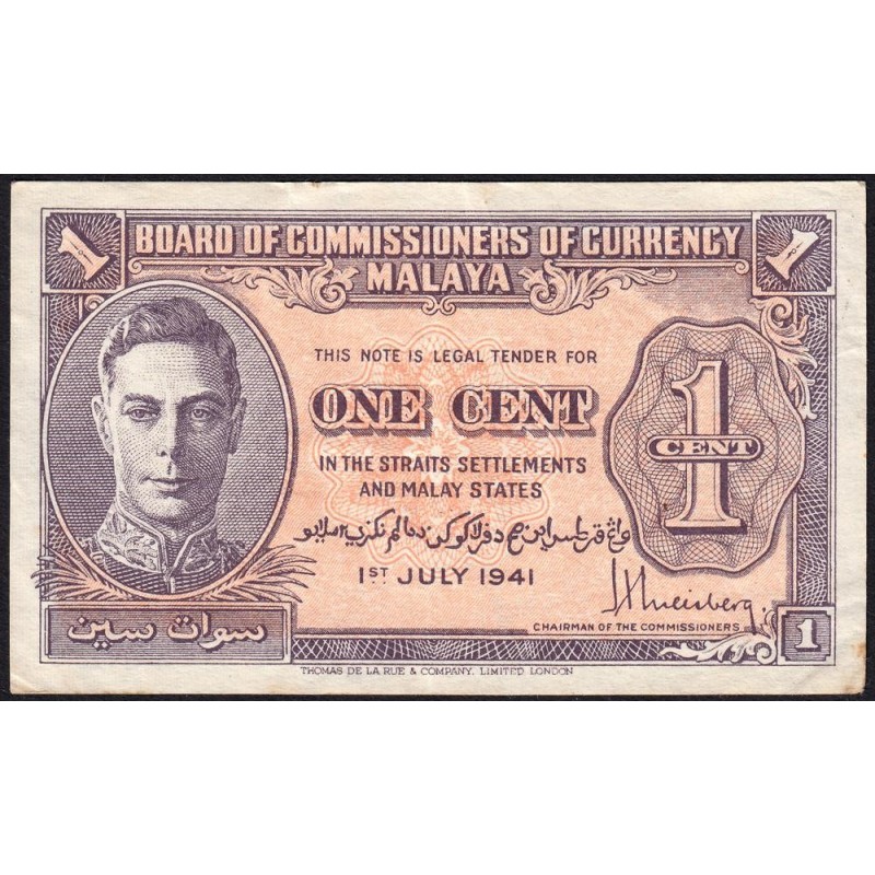 Malaisie Britannique - Pick 6 - 1 cent - 01/07/1941 - Etat : TTB+