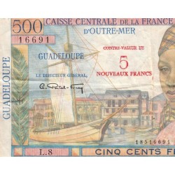 Guadeloupe - Pick 42 - 5 nouv. franc sur 500 francs - Série L.8 - 1960 - Etat : TB-