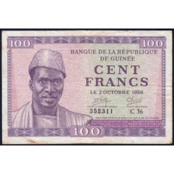 Guinée - Pick 7 - 100 francs - Série C 36 - 02/10/1958 - Etat : TB+