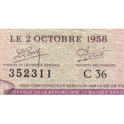 Guinée - Pick 7 - 100 francs - Série C 36 - 02/10/1958 - Etat : TB+