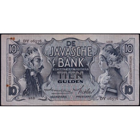 Indes Néerlandaises - Pick 79c - 10 gulden - Série DY - 04/08/1939 - Etat : TTB