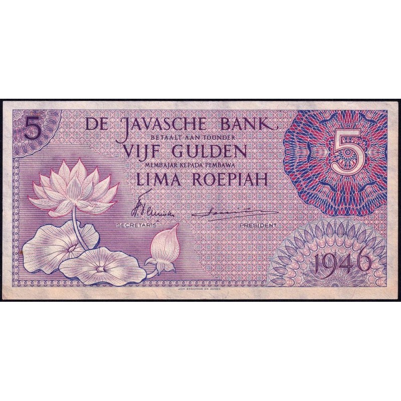 Indes Néerlandaises - Pick 87 - 5 gulden - Série ABR - 1946 - Etat : SUP+ à SPL