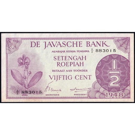 Indes Néerlandaises - Pick 97_1 - 1/2 gulden - Série A/3 - 1948 - Etat : SUP+