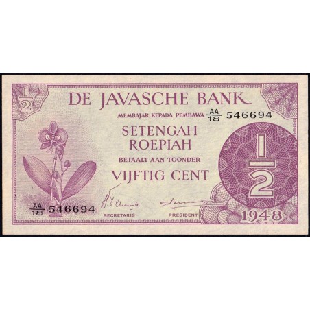 Indes Néerlandaises - Pick 97_2 - 1/2 gulden - Série AA/18 - 1948 - Etat : SPL