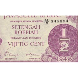 Indes Néerlandaises - Pick 97_2 - 1/2 gulden - Série AA/18 - 1948 - Etat : SPL