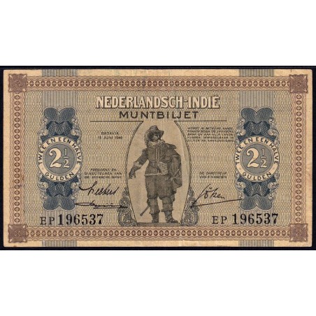Indes Néerlandaises - Pick 109a - 2 1/2 gulden - Série EP - 15/06/1940 - Etat : TTB