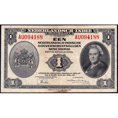 Indes Néerlandaises - Pick 111a_1 - 1 gulden - Série AK - 02/03/1943 - Etat : TB