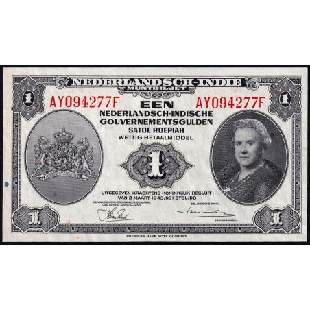 Indes Néerlandaises - Pick 111a_1 - 1 gulden - Série AY F - 02/03/1943 - Etat : SUP+