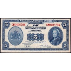 Indes Néerlandaises - Pick 113a_2 - 5 gulden - Série CW A - 02/03/1943 - Etat : TTB