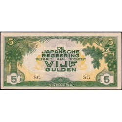 Indes Néerlandaises - Gouv. Japonais - Pick 124c - 5 gulden - Série SG - 1942 - Etat : TTB-