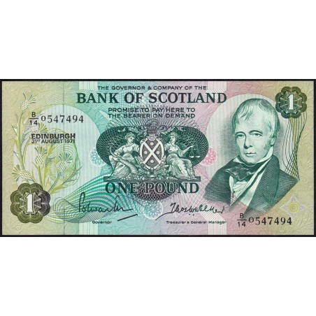 Ecosse - Pick 111a_2 - 1 pound - Série B/14 - 31/08/1971 - Etat : NEUF