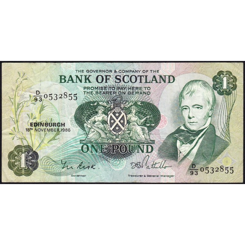 Ecosse - Pick 111f_4 - 1 pound - Série D/93 - 18/11/1986 - Etat : TB