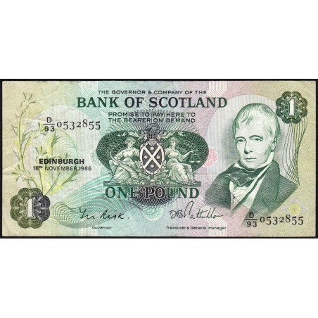 Ecosse - Pick 111f_4 - 1 pound - Série D/93 - 18/11/1986 - Etat : TB