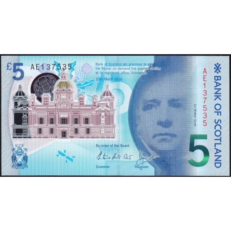 Ecosse - Pick 130 - 5 pounds sterling - Série AE - 20/03/2016 - Polymère - Etat : NEUF
