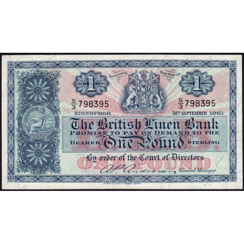 Ecosse - Pick 162 - 1 pound sterling - Série S/3 - 30/09/1961 - Etat : TTB+ à SUP