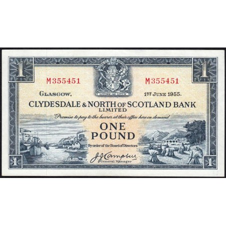 Ecosse - Pick 191a_4 - 1 pound - Série M - 01/06/1955 - Etat : SUP à SUP+