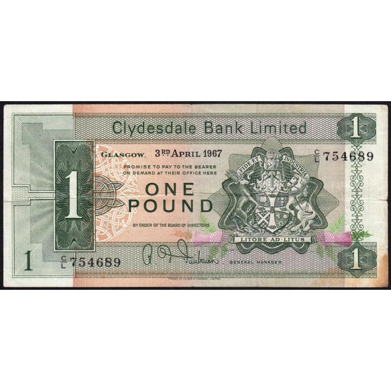 Ecosse - Pick 202_1 - 1 pound - Série C/L - 3/04/1967 - Etat : TB