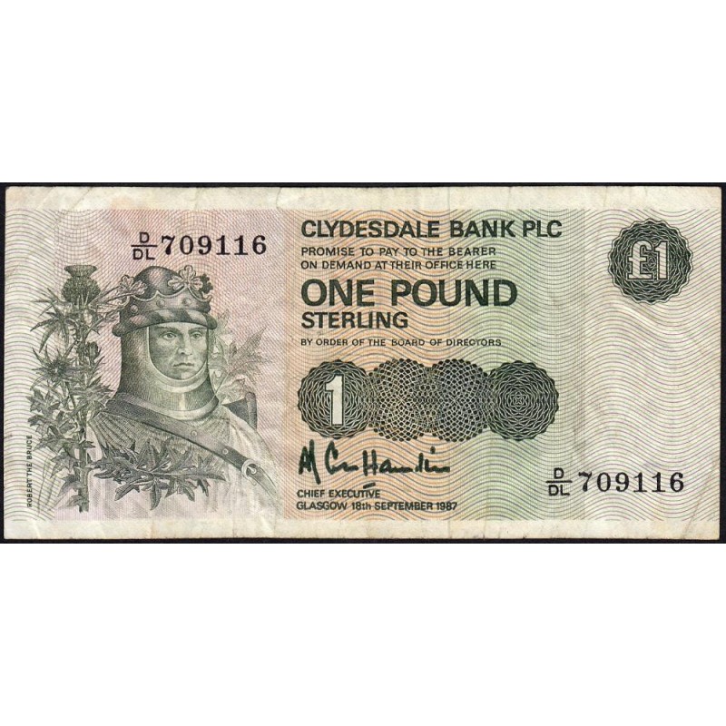 Ecosse - Pick 211d_1 - 1 pound sterling - Série D/DL - 18/09/1987 - Etat : TB-