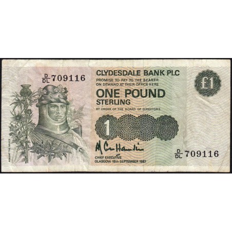 Ecosse - Pick 211d_1 - 1 pound sterling - Série D/DL - 18/09/1987 - Etat : TB-