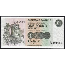 Ecosse - Pick 211d_1 - 1 pound sterling - Série D/DR - 18/09/1987 - Etat : pr.NEUF