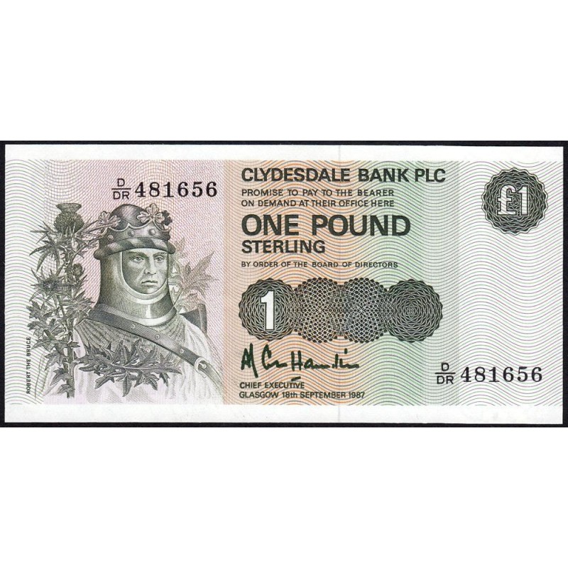 Ecosse - Pick 211d_1 - 1 pound sterling - Série D/DR - 18/09/1987 - Etat : pr.NEUF