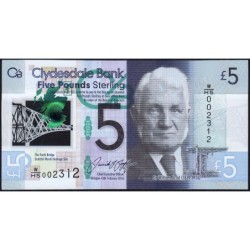 Ecosse - Pick 229O - 5 pounds sterling - Série W/HS - 13/02/2016 - Polymère - Etat : NEUF