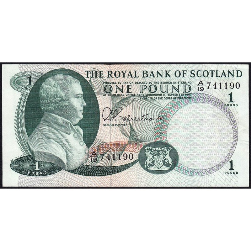 Ecosse - Pick 327a - 1 pound - Série A/19 - 01/09/1967 - Etat : TTB