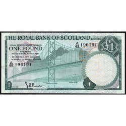 Ecosse - Pick 334a - 1 pound sterling - Série A/65 - 15/07/1970 - Etat : TTB