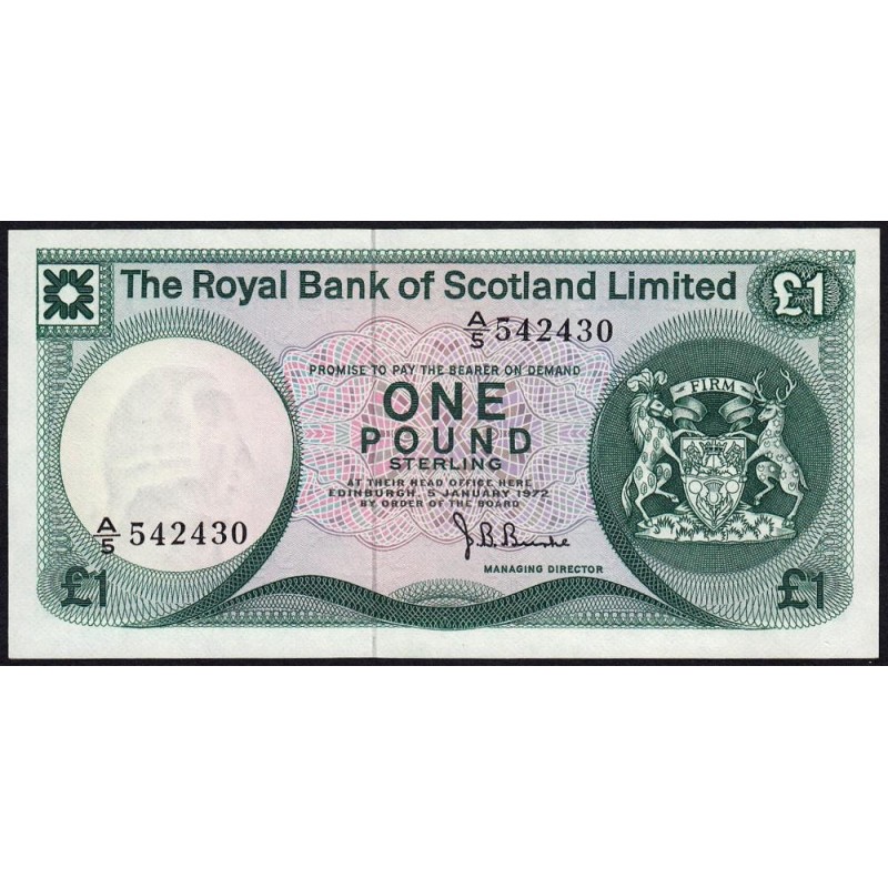 Ecosse - Pick 336a_1 - 1 pound sterling - Série A/5 - 05/01/1972 - Etat : NEUF