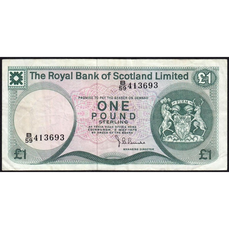 Ecosse - Pick 336a_7 - 1 pound sterling - Série B/59 - 02/05/1978 - Etat : TB