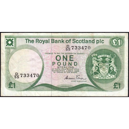 Ecosse - Pick 341Aa - 1 pound sterling - Série D/55 - 01/05/1986 - Etat : TB+