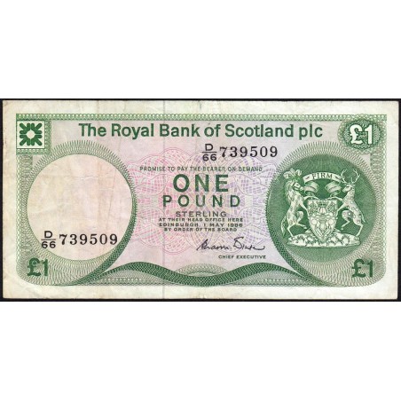 Ecosse - Pick 341Aa - 1 pound sterling - Série D/66 - 01/05/1986 - Etat : TB+