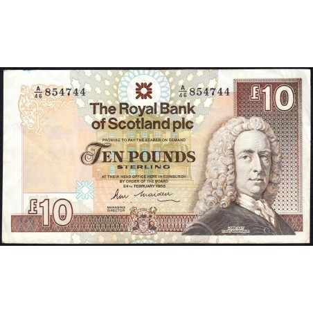 Ecosse - Pick 348a_2 - 10 pounds sterling - Série A/26 - 24/02/1988 - Etat : TB+