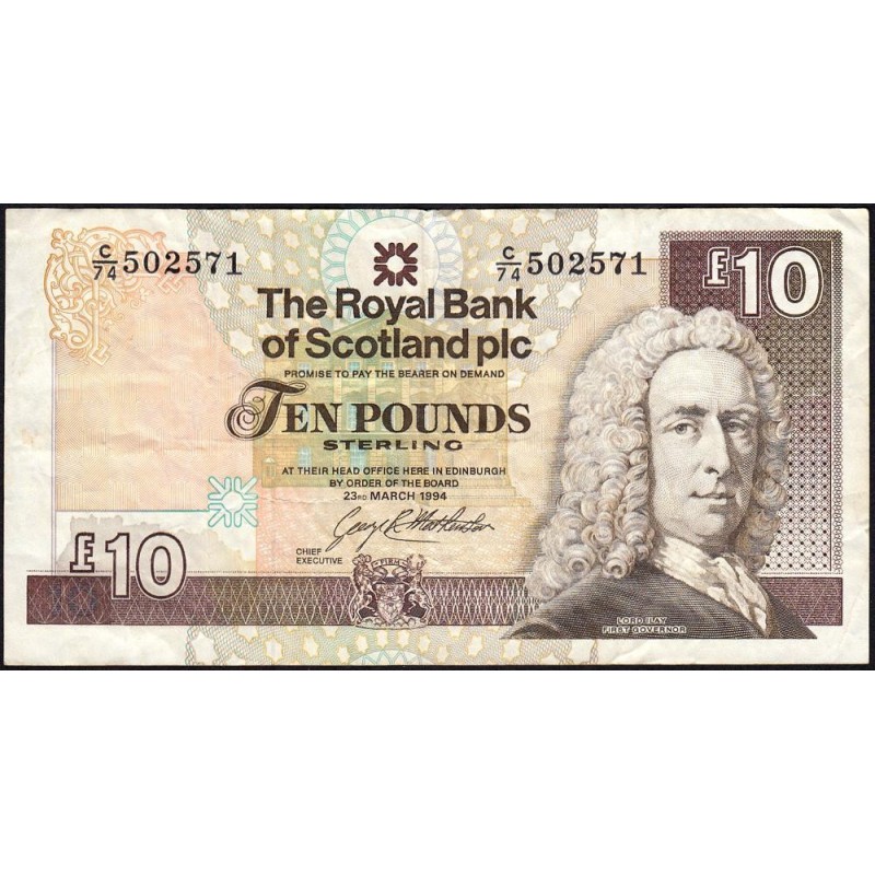 Ecosse - Pick 353a_3 - 10 pounds sterling - Série C/74 - 23/03/1994 - Etat : TB