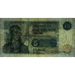 Ecosse - Pick 218a - 5 pounds sterling - Série E/BH - 02/04/1990 - Etat : TB- à TB