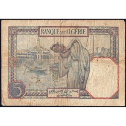 Algérie - Pick 77a_1 - 5 francs - Série T.0647 - 26/02/1926 - Etat : B