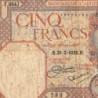Algérie - Pick 77a_1 - 5 francs - Série T.0647 - 26/02/1926 - Etat : B