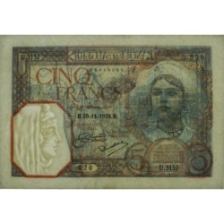 Algérie - Pick 77a_1 - 5 francs - Série U.3137 - 20/11/1928 - Etat : TTB+