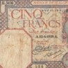 Algérie - Pick 77a_1 - 5 francs - Série H.3490 - 12/04/1929 - Etat : B+