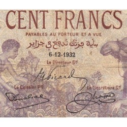 Algérie - Pick 81b_2 - 100 francs - Série X.1075 - 06/12/1932 - Etat : TB-