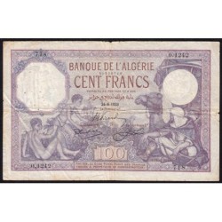 Algérie - Pick 81b_2 - 100 francs - Série O.1242 - 24/06/1933 - Etat : TB