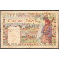Algérie - Pick 84b_1 - 50 francs - Série R.836 - 15/12/1941 - Etat : TB-