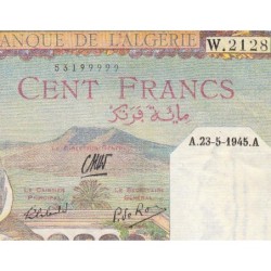 Algérie - Pick 85_2 - 100 francs - Série W.2128 (remplacement) - 23/05/1945 - Etat : TTB+