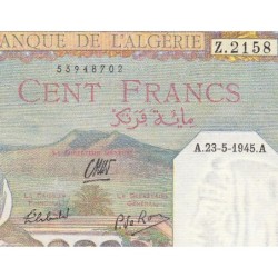 Algérie - Pick 85_2 - 100 francs - Série Z.2158 - 23/05/1945 - Etat : NEUF